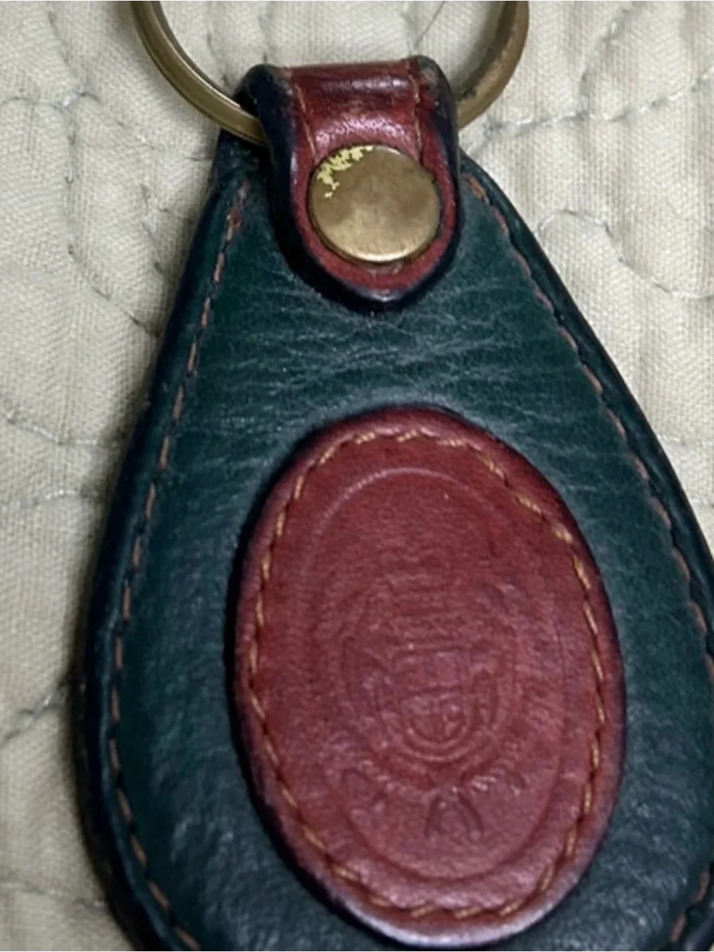 Leather Key Fob - Green and Brown